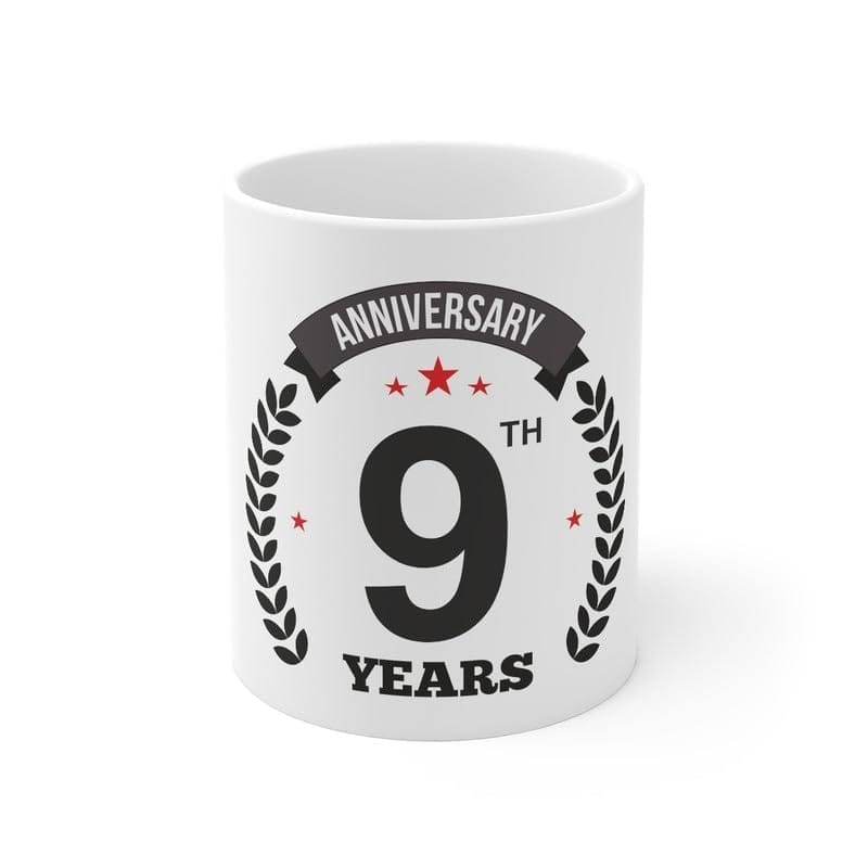DARSHANS Ceramic 9th Anniversary Printed Coffee Mug (Color: White, Capacity:330ml)