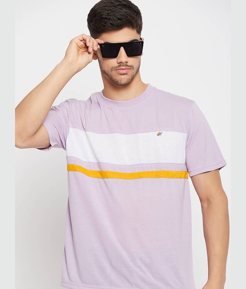 Auxamis Pack of 1 Cotton Blend Regular Fit Men's T-Shirt ( Lavender )