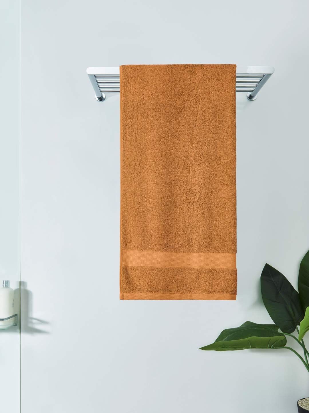 DDECOR - Vital Collection 100% Cotton Bomboo Plains And Textures Pattern  Bath Towel |75 CM X 150 CM| - Orange
