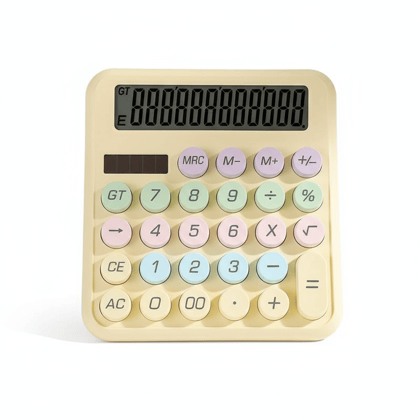 Cute Pastel Retro Desktop Calculator - Portable 12-Digit Display for Office & School