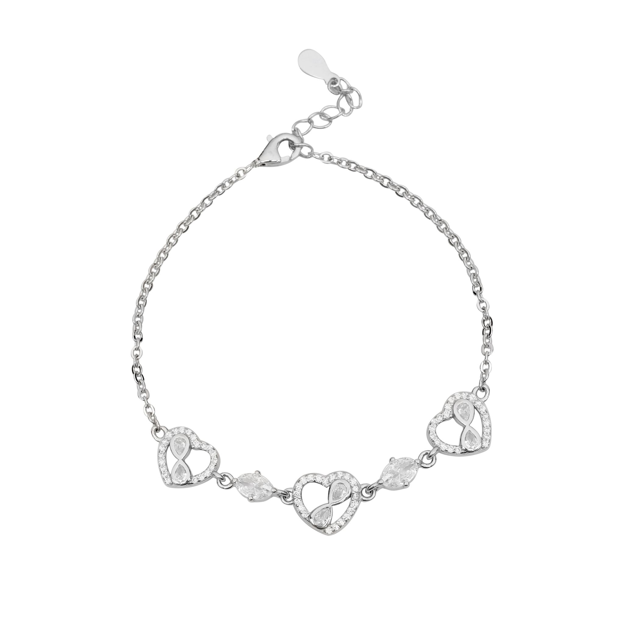 925 Sterling Silver Infinity Heart Bracelet with Cubic Zirconia for Women & Girls I Weight - 4.08 g