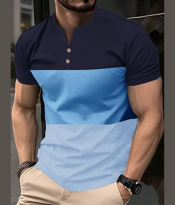 Eyebogler Polyester Regular Fit Colorblock Half Sleeves Men's Mandarin Collar T-Shirt - Multicolor ( Pack of 1 )