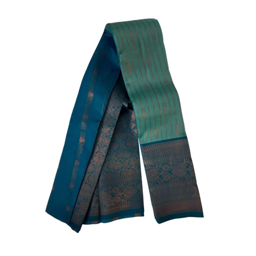 womens soft silk wooven saree with unstitched blouse 5mtr dark pista pid64941