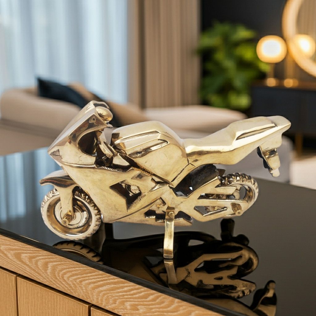 Brass R15 Bike Small Showpiece | Handmade Brass Motorcycle, Height : 4 Inch (ZMAS328 C)