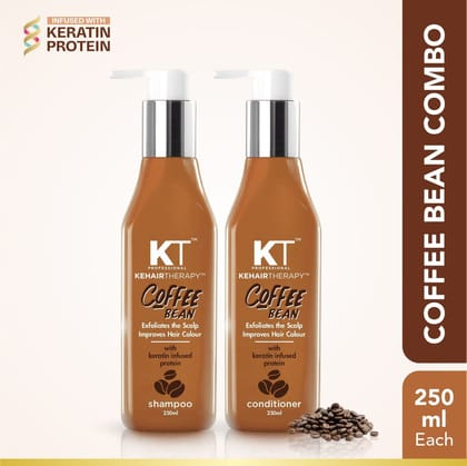 KT Professional Coffee Bean Shampoo & Conditioner, Scalp Exfoliation & Improved Hair Colour - 500ml