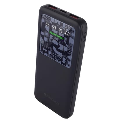 ZEBRONICS MB10000S15 Power Bank, 10000 mAh, Rapid Charge, 22.5W Output, Dual USB Output, PD 3.0 Type C, Built in Protections, Percentage Indicator, Made in India, Black ZEBRONICS MB10000S15 Power Bank, 10000 mAh, Rapid Charge, 22.5W Output, Dual USB Outp