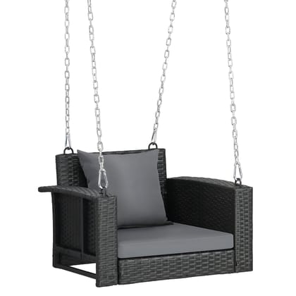 MJA FURNITURE Patio Swing Chair Single Seater Without Stand for Balcony and Garden | Patio Hammock Jhula for Children & Adults | Rattan and Wicker Swing Chair | Outdoor Sofa