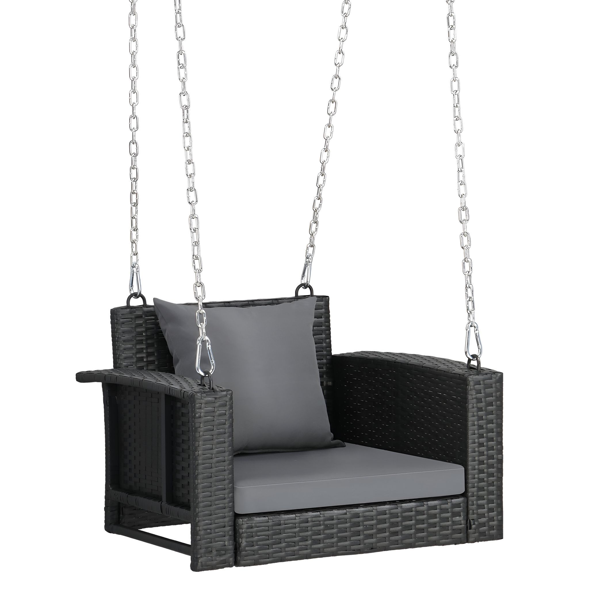 MJA FURNITURE Patio Swing Chair Single Seater Without Stand for Balcony and Garden | Patio Hammock Jhula for Children & Adults | Rattan and Wicker Swing Chair | Outdoor Sofa