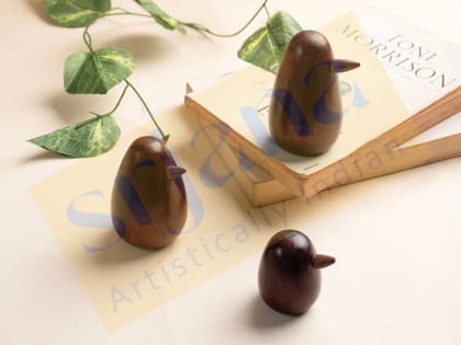 Srjana Handcrafted Wooden Bird Decor 2pc