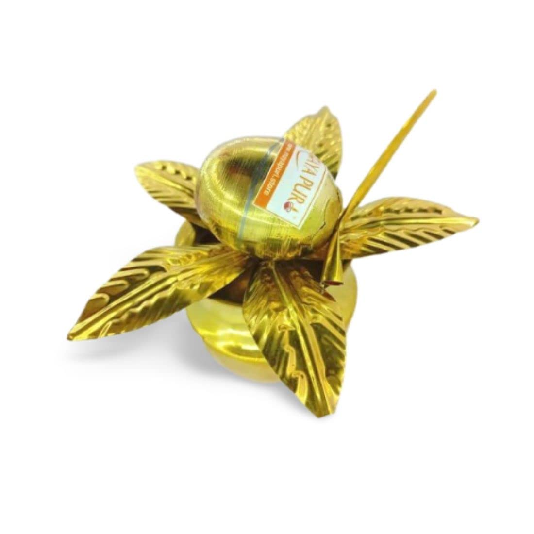MAYAPURI Brass Mangal Kalash with Coconut & Amra Pallav for Daily Puja