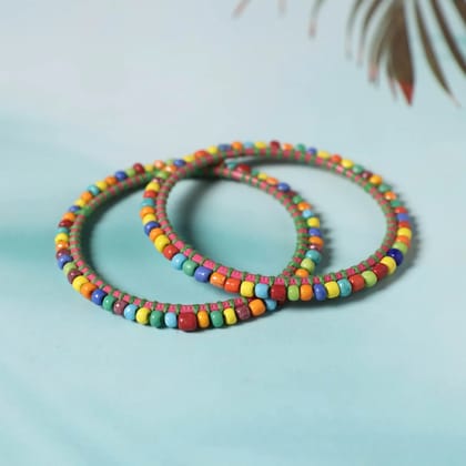 Hand Embroidered Beadwork Bangle (Set of 2)