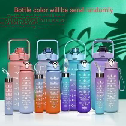 MOTIVATIONAL WATER BOTTLE Set of 3 | Motivational Time Marker, Leak-proof Durable Non-Toxic Sipper Water bottle for office, School Gallon Water bottle for gym (Mixed Colors)