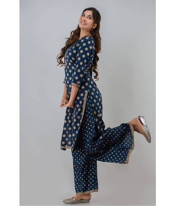 Lee Moda - Straight Rayon Blue Women's Stitched Salwar Suit ( Pack of 1 )