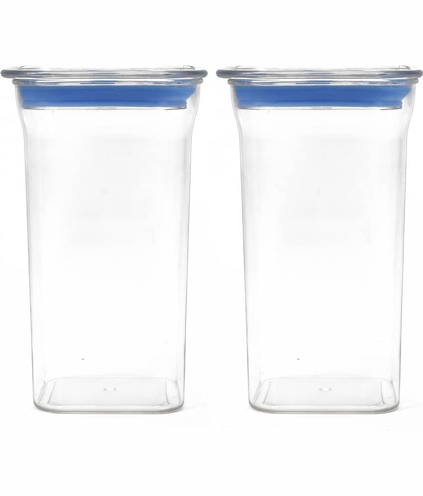 HomePro Fabio Airtight Transparent storage Plastic container pack of 2, Square, 1100ml Blue
