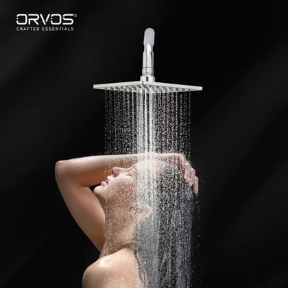 Orvos Overhead Shower, Elegant square design, with touch clean nozzles, Hiqh quality Stainless Steel, with salt tested chrome plating, 6x6 inches, for high end luxury bathrooms
