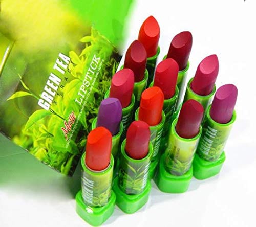 Elecsera Super matte green tea extract matte lipstick combo pack of 12 (Multi-color, 3 g)