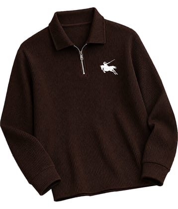 AUSK Men Cotton Blend Regular Fit Printed Polo T Shirt ( Brown )