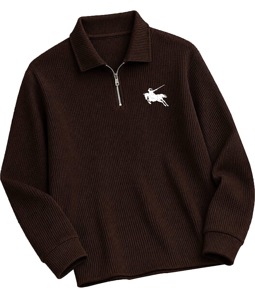 AUSK Men Cotton Blend Regular Fit Printed Polo T Shirt ( Brown )