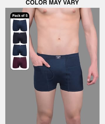 Dollar Lehar Mens Combed Cotton Trunk - Pack of 5 - (Colour May Vary)