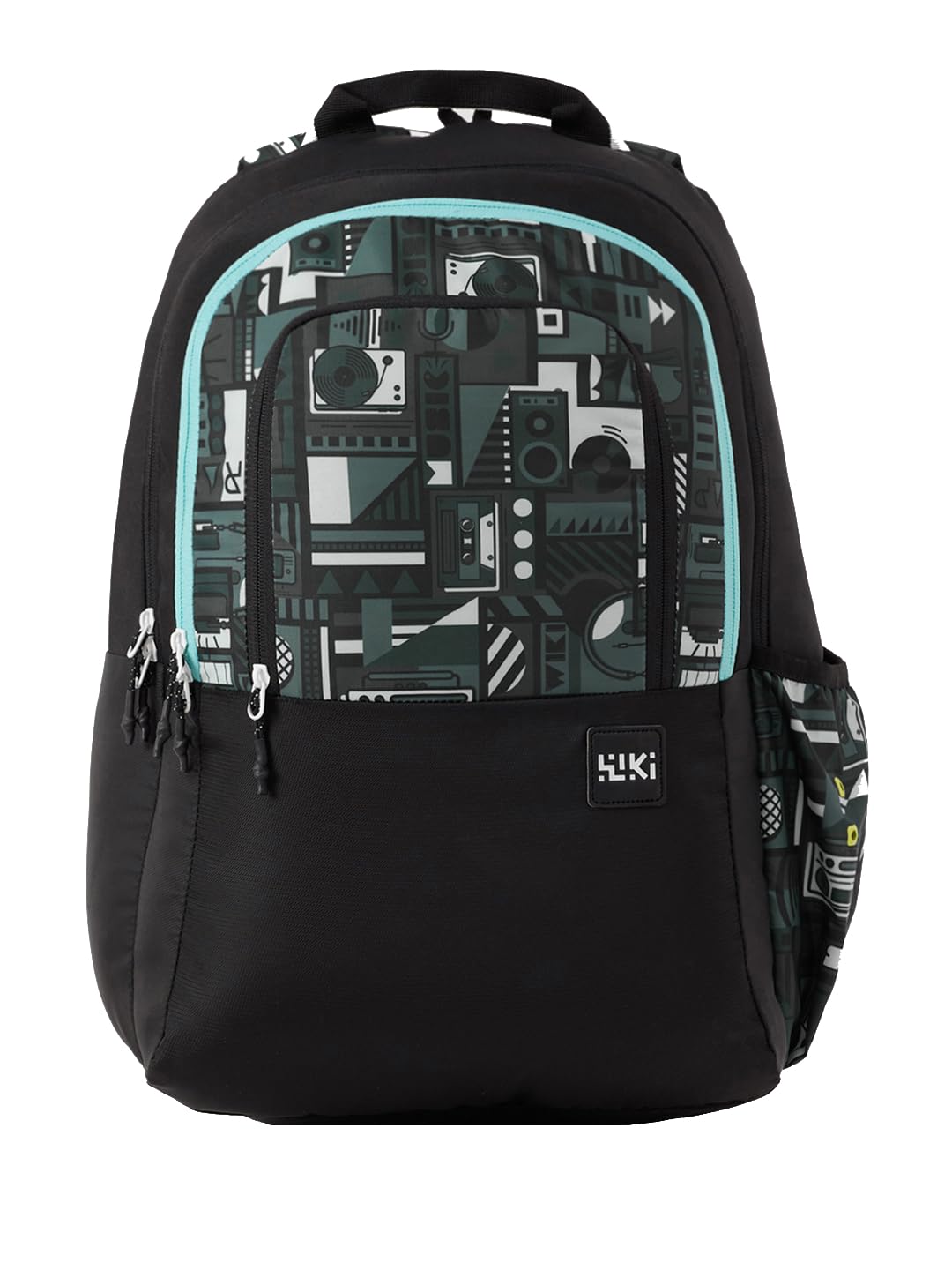 Wiki 2 32L Laptop Backpack for Men & Women | Fits 15.6 inch Laptop | Padded Shoulder Straps, Multi Compartments, Anti-Theft Zippers | School & College Bag | Music Pattern Black