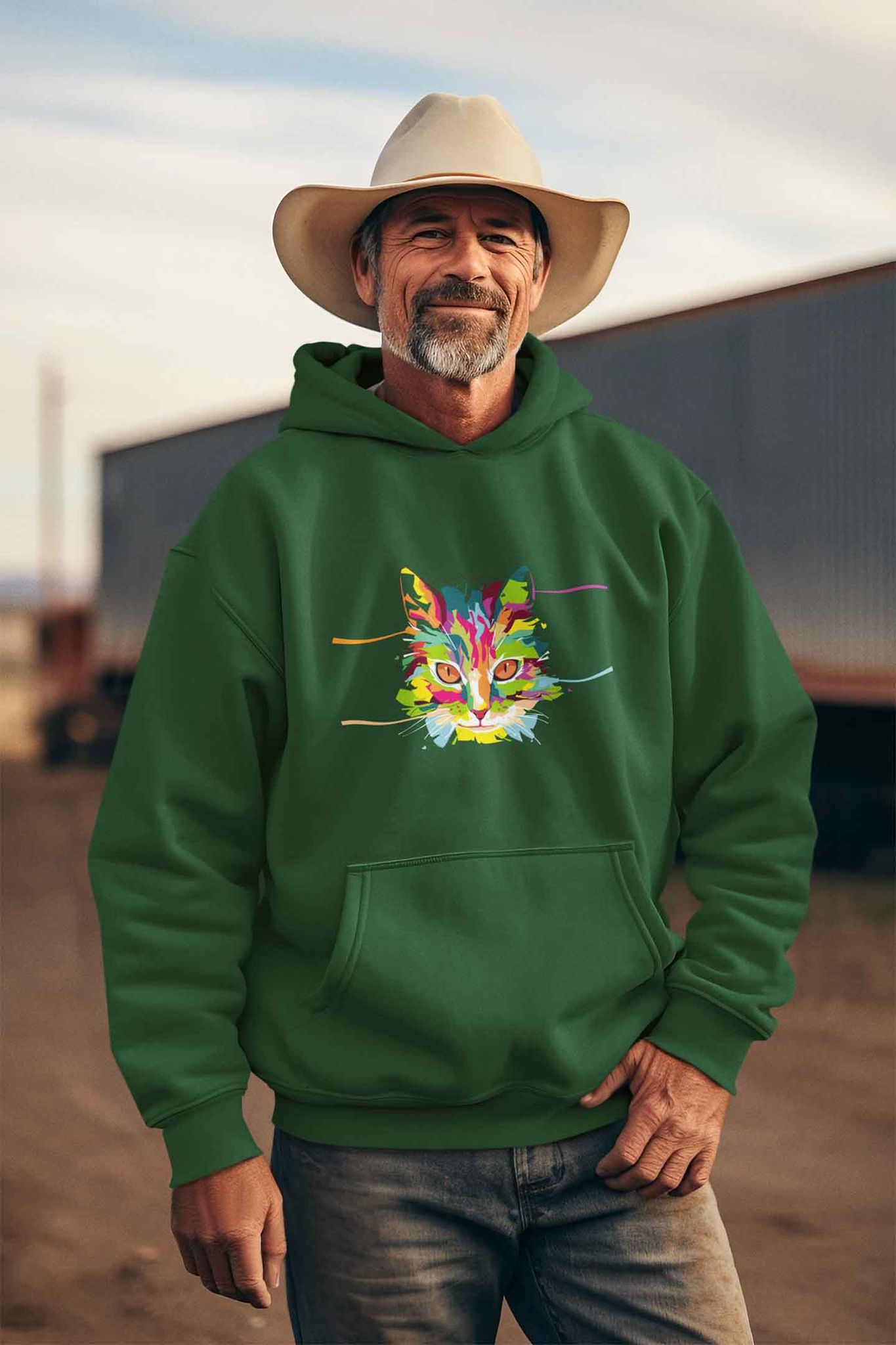 Hoodie (Men) - Laser Sharp Cat (12 Colours)