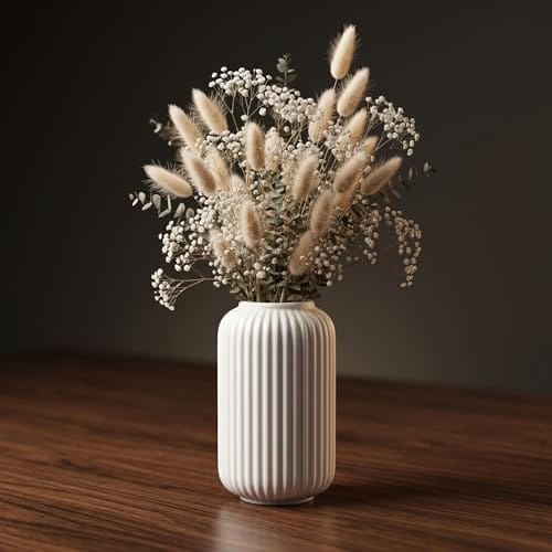 Ceramic Vase - 6 Inch | Vases for Centerpiece Home Decor, Living Room & Bedroom | Vase for Pampas Grass, Dried &