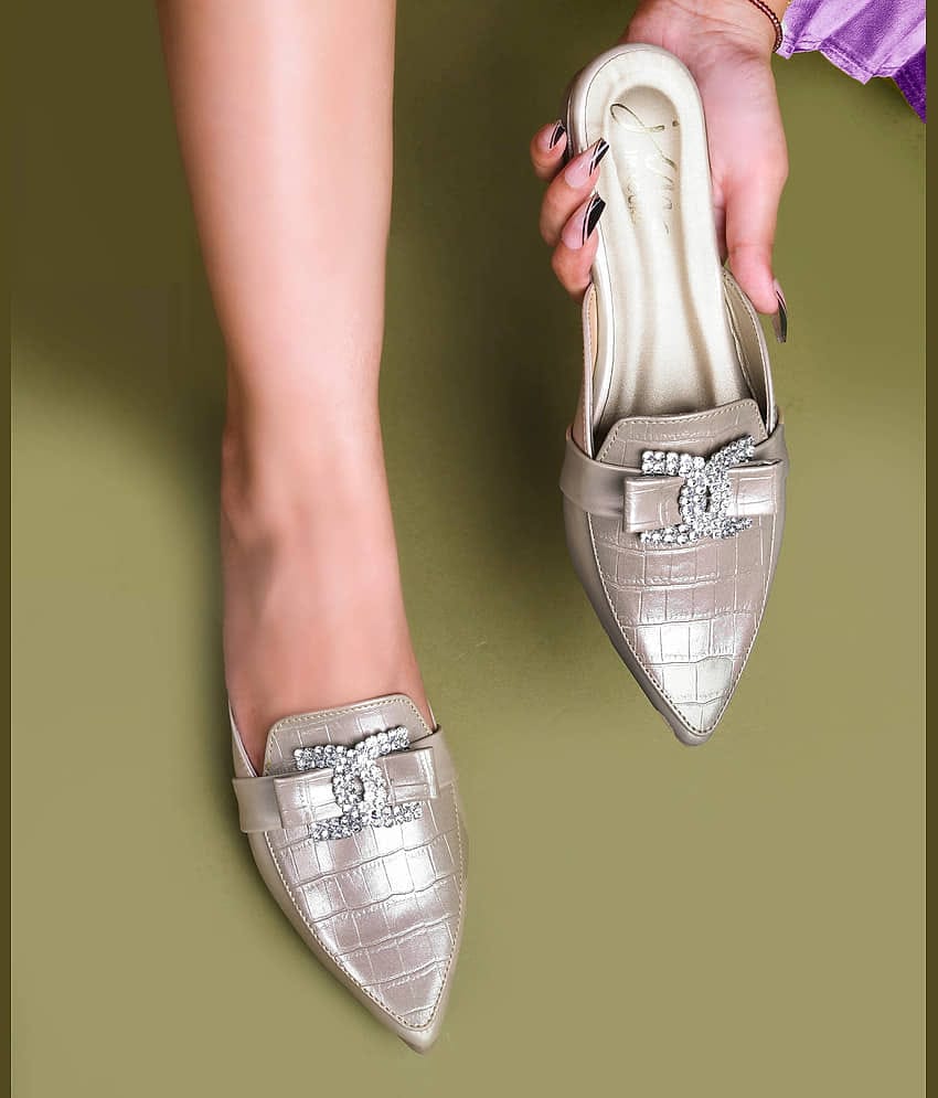 JM Looks Gold Women's Mules Heels