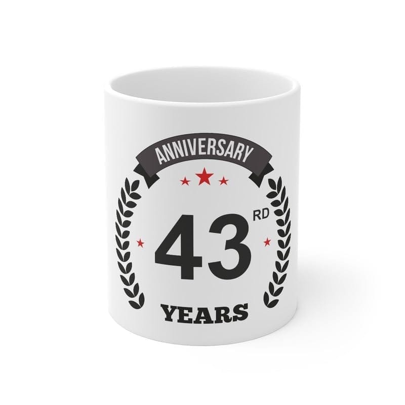DARSHANS Ceramic 43rd Anniversary Printed Coffee Mug (Color: White, Capacity:330ml)