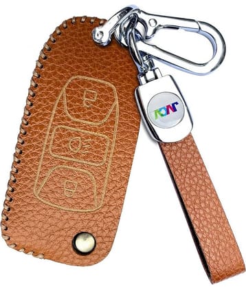 Soft Handmade Lychee Pattern Leather Key Cover Compatible with Tata Tiago Tigor Punch Hexa Nexon Zest Bolt Safari Storme Flip Key