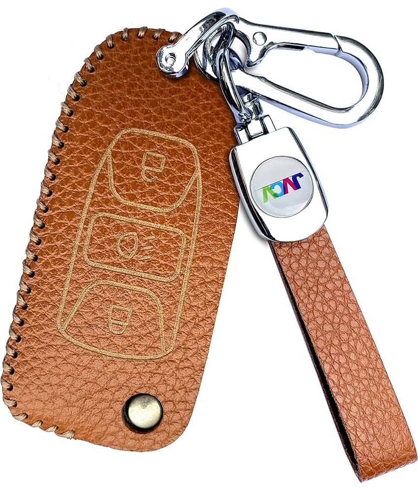 Soft Handmade Lychee Pattern Leather Key Cover Compatible with Tata Tiago Tigor Punch Hexa Nexon Zest Bolt Safari Storme Flip Key