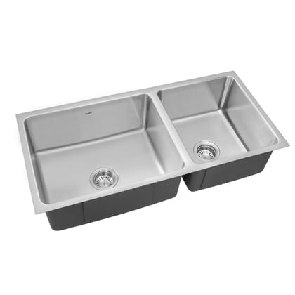 Stainless Steel Grade 304 Sink for Kitchen, Double Bowl Press Sink 37x18x9 inches, Matte Finish (KS-SP37189DBSM)