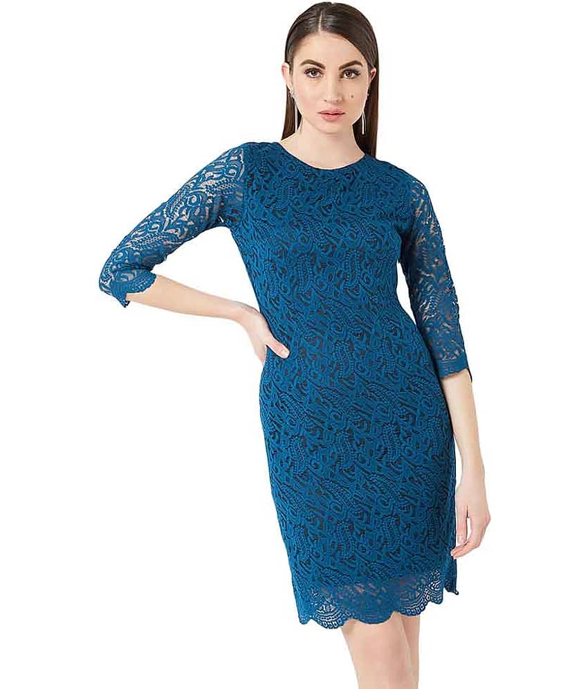 Miss Chase Women Lace Bodycon Dress ( Blue )