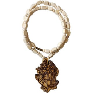 Radha Krishan Tulsi Mala Wood Locket 100% Original Beads Wood Chain Beads Wood Necklace