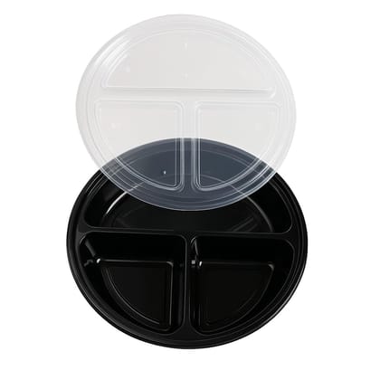 Divatos 3CP Meal Tray with LID Black | Microwave & Fridge Safe | Reusable 3 Compartment Plates for Dinner Lunch | BPA Free Food Grade | Restaurants & Cloud Kitcken Food Delivery (Set of 25) Divatos 3CP Meal Tray with LID Black | Microwave & Fridge Safe | Reusable 3 Compartment Plates for Dinner Lunch | BPA Free Food Grade | Restaurants & Cloud Kitcken Food Delivery (Set of 25)