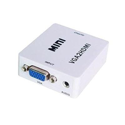 Mini VGA to HDMI Adapter , 1080P Full HD Audio Video Converter Adapter Box with USB Cable and 3.5mm Audio Port Cable Support HDTV for PC Laptop Display Computer Mac Projector