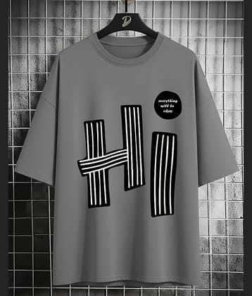 AUSK Men Cotton Blend Oversized Fit Printed T-Shirt ( Grey )