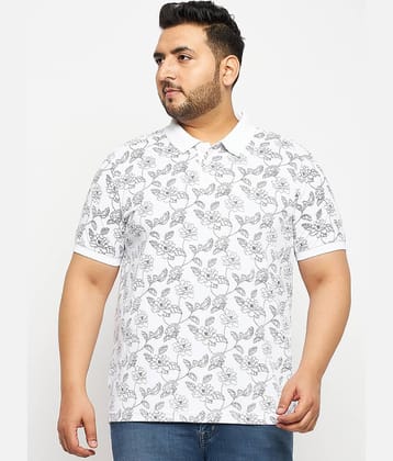Auxamis Pack of 1 Cotton Blend Regular Fit Printed Half Sleeves Men's Polo T Shirt ( White )