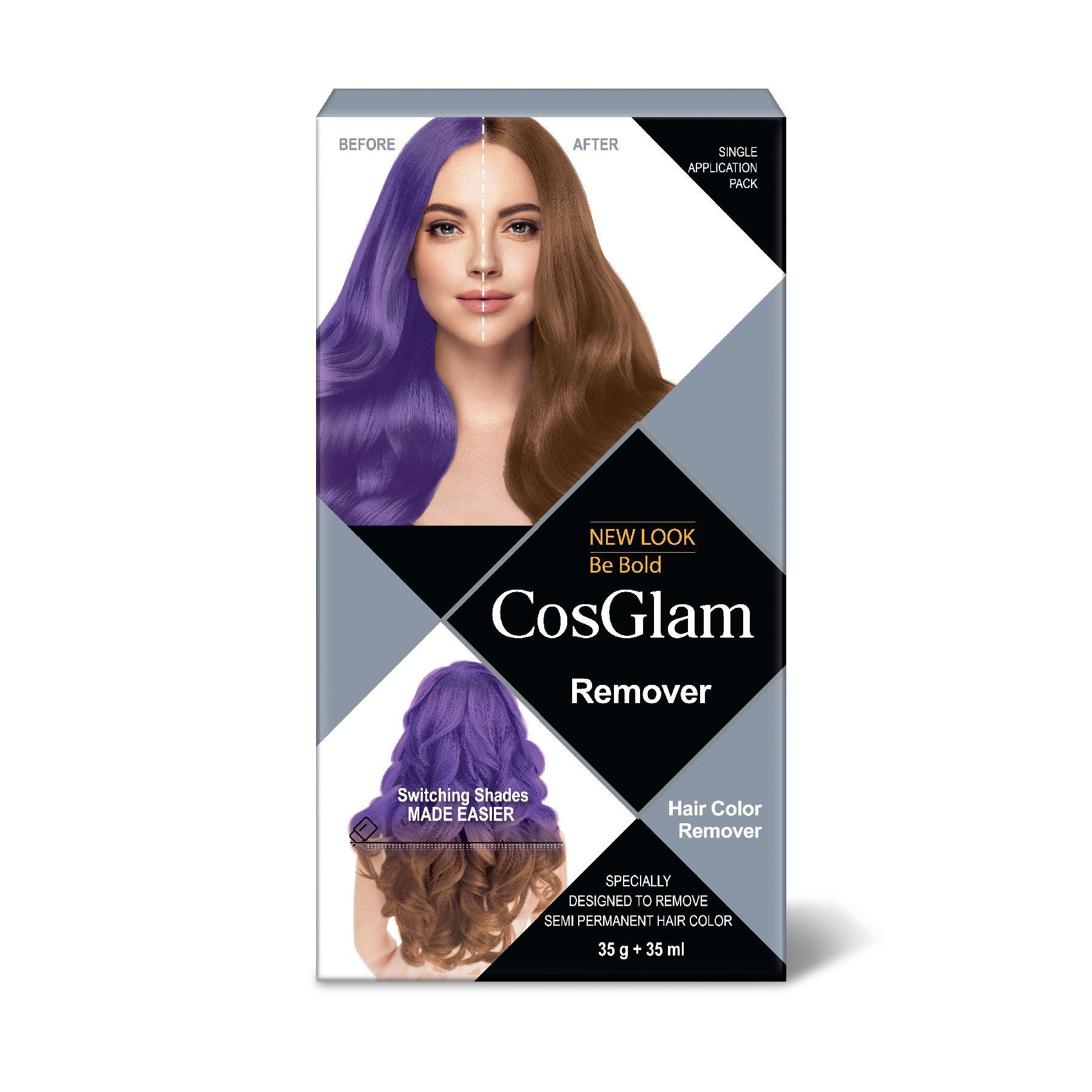 COSGLAM Hair Color Remover, Semi Permanent Hair Color Remover Kit for Switching Hair Colour Shades