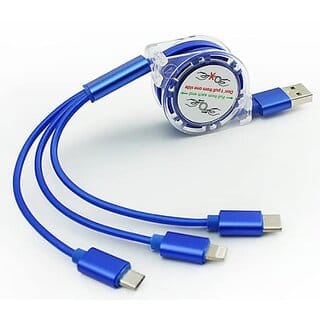 Multi Charging Cable 3 in 1 USB Mobile Phone Charger Cord USB Cable Compatible with iPhone/Type C/Micro Android