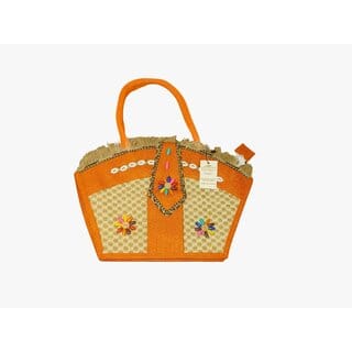 orange Premium Jute Handcrafted Multipurpose Bag For Women