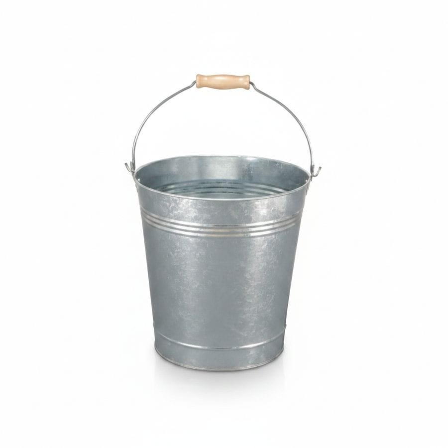 Galvanized Steel Cleaning Bucket with Wooden Handle