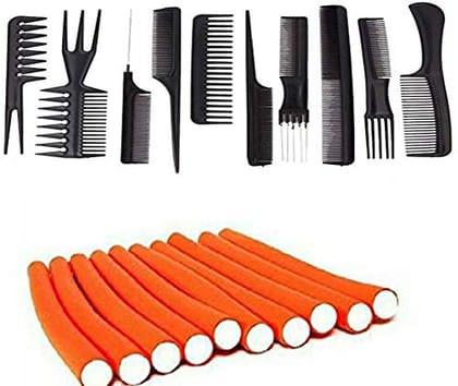 Elecsera New Combs set 10 with Hair roller set 10