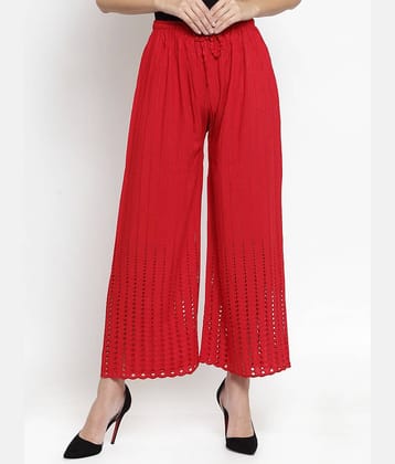 OMAYA - Navy Blue Rayon Flared Women's Palazzos ( Pack of 1 )