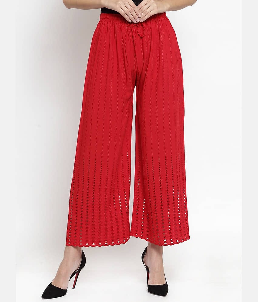 OMAYA - Navy Blue Rayon Flared Women's Palazzos ( Pack of 1 )