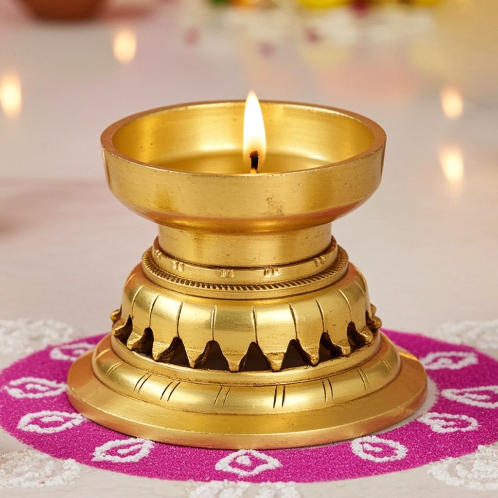 Brass Table Decor Stand Deepak, Oil Lamp  - Traditional Brass Oil Lamp for Puja Use, Height : 3 Inch (BSMAS1503 B)