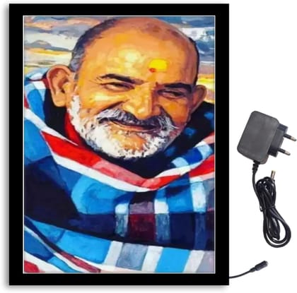 NOKKES Neem karoli Baba Ji Light Photo Frame 8X10 inch Led Light photo Frame With Light Adaptor Led Light Photo Frame Black Color Photo Frame_AQW226 NOKKES Neem karoli Baba Ji Light Photo Frame 8X10 inch Led Light photo Frame With Light Adaptor Led Light Photo Frame Black Color Photo Frame_AQW226