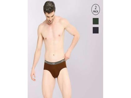 VIP Fresh Men's Cotton Briefs-Assorted Colours (Pack of 2) - 100 VIP Fresh Men's Cotton Briefs-Assorted Colours (Pack of 2) - 100