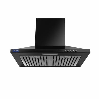 Glen Hood Aqua Plus 60cm Wall Mounted Pyramid Kitchen Chimney | 1000 m/hr Suction | Baffle Filter | Push Button Control | LED Lights | 1 Year Comprehensive Warranty & 7 Year on Motor| Black | Glen Hood Aqua Plus 60cm Wall Mounted Pyramid Kitchen Chimney 