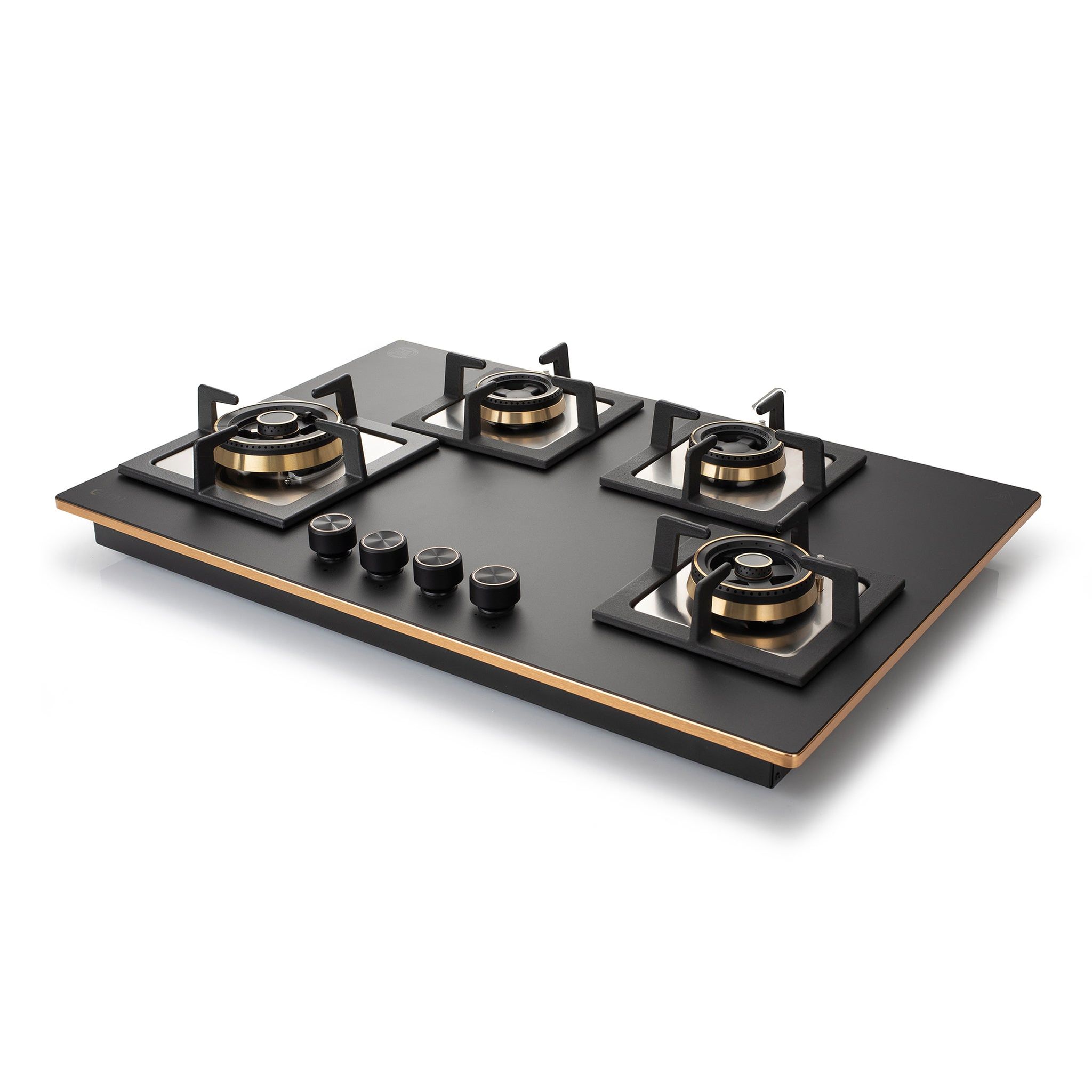 4 Burner Glass Gas Hob Top Mini Triple Ring Burner Double Ring Total Brass Burner Auto Ignition (1074SQHTT2TRMG)