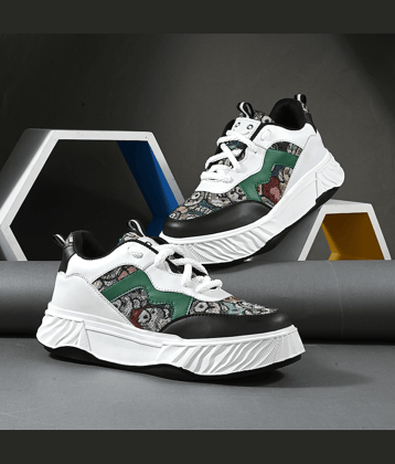 STALAG Chunky Teddy Print Comfortable Black Men's Lifestyle Shoes